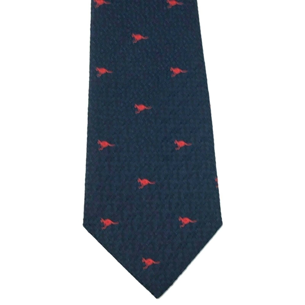 AUSTICO Australia Mens Polyester Necktie Animal Theme Kangaroo Navy Blue Red Tie - Picture 7 of 11